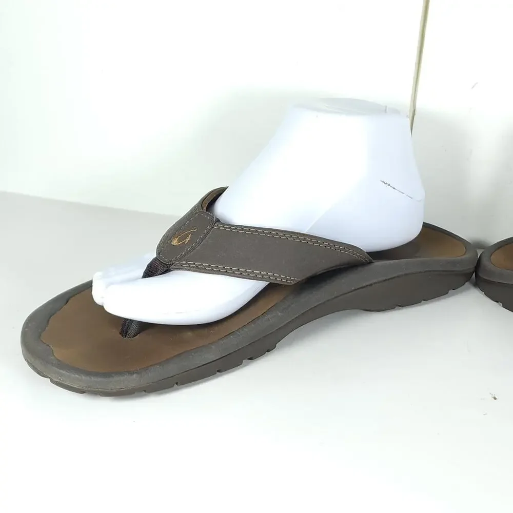 Olukai Men's Ohana US9 Brown Slip On Flat Thong Sandals